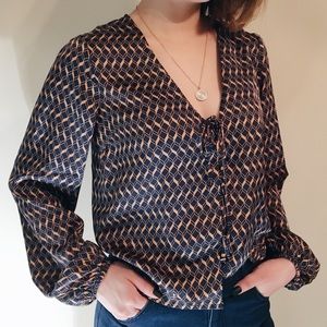 Satin Geo Print Blouse
